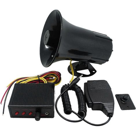 Altavoz de sirena policial de 12 V con ajuste de volumen de sonido de 3 tonos, bocina para vehículo con micrófono y altavoz de emergencia. (1/5)