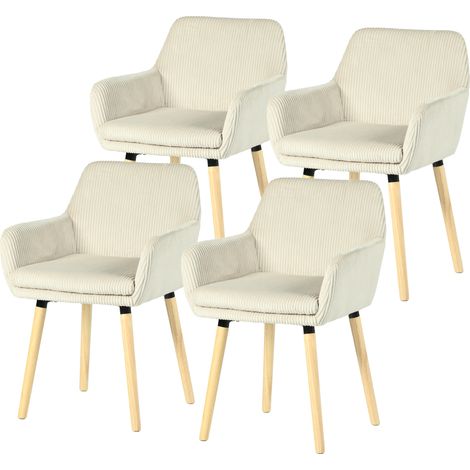 Lot de 4 chaises de salle à manger velours côtelé scandinave, ELIA (1/5)