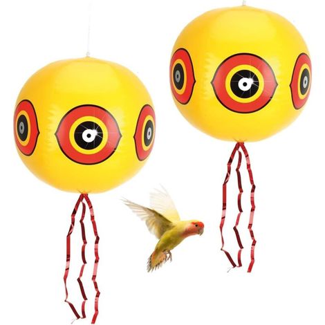 Set mit 2 vogelsicheren Vogelscheuchen-Ballons, Anti-Vogel-Ballons mit Augen, Taubenabwehr-Ballons, Taubenabwehr, Taubenbarrieren mit Seil, Gelb, 40 cm (1/5)