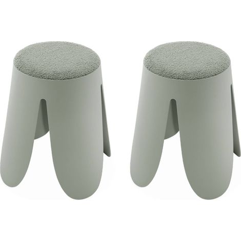 sweeek - 2er Set stapelbare Hocker, strukturierter Bouclébezug
