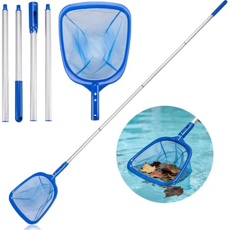 Filet d'écumoire pour piscine, filet à mailles très fines avec perche en aluminium de 1.2M, adapté aux petits débris des piscines (1/5)