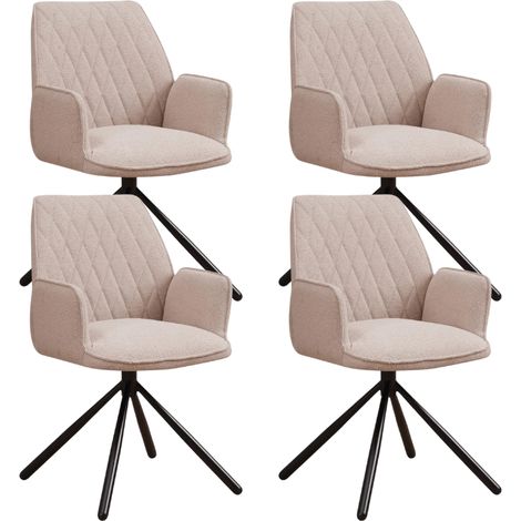 Set mit 4 drehbaren Esszimmerstühlen Novan Beige Bouclé – 180°