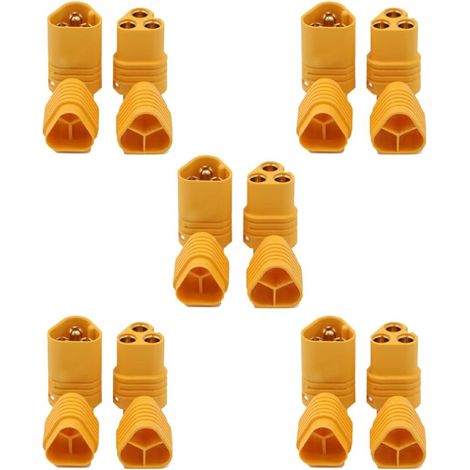 Lot de 5 Paires Adaptateur Connecteur Mâle Femelle Amass MT60 3.5mm 3 pôles pour RC Lipo Batterie (MT60) (1/5)
