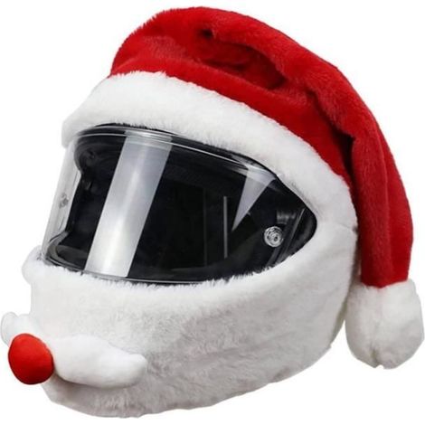 Housse Casque Moto Peluche,Couvre Casque De Moto du Père Noël,Housse De Protection en Peluche De Dessin Animé ,(Casques Non Inclus) (1/4)
