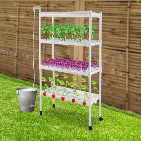 Hydroponic Tower, Hydroponisches Anzuchtsystem, 108 Pflanzplätze auf 4 Ebenen, Hydroponic System mit 4 Räder und Wasserpumpe, für Haus Balkon Garten Balkongemüse (1/5)