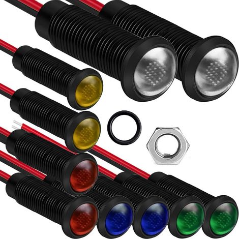Lot de 10 voyants LED en Plastique 110-220 V Taille du Trou de Montage 6 mm (Rouge/Orange/Bleu/Vert/Blanc) (1/5)