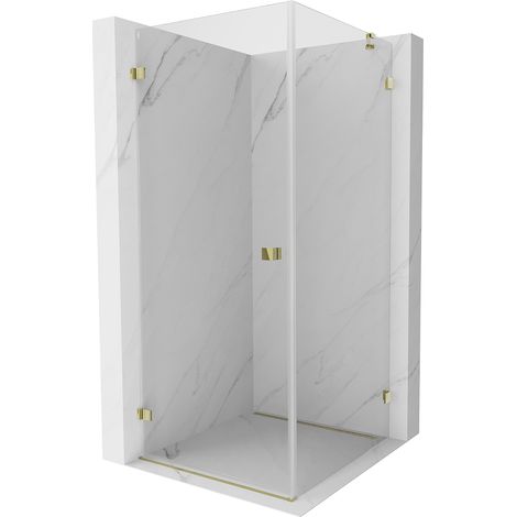 Mexen Lunar-B Duschkabine Klappbar Links 100 x 100 cm, Transparent, Gold - 832-100-100-50-00-L (1/5)