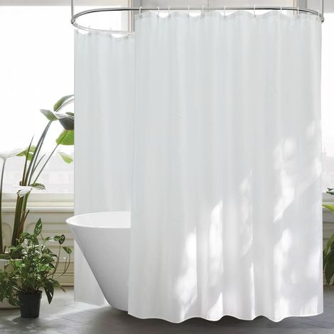 Extra Breiter Textil Duschvorhang Weiß 300x200 Anti Schimmel Wasserdicht (1/5)