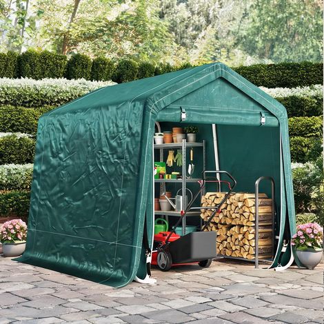 Abri de jardin verde en metallo PE 240 x 200 x 202 cm (1/5)