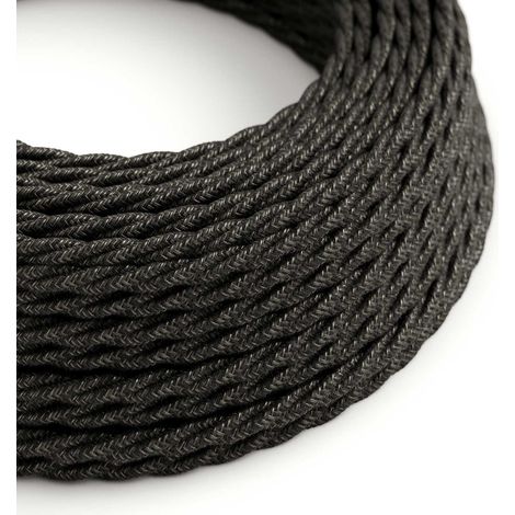 Creative-Cables Cavo elettrico rivestito in tessuto, 2 x 0,75 mm², 50 m, Grigio Antracite Melange TN03, Trecciato, lino
