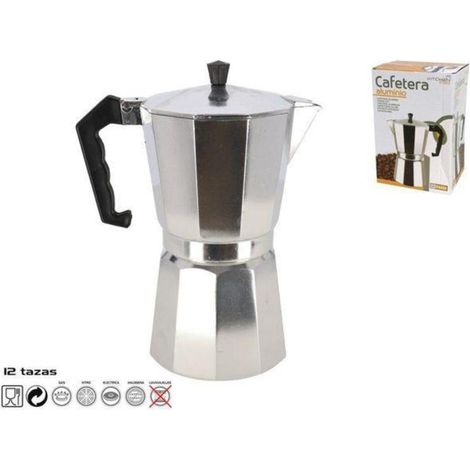 12 tazas cafetera aluminio  italiana clasica 600 ml apta gas,vitro,electric,halogena