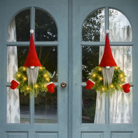 Leuchtender, unpersönlicher Weihnachtsmann-Weihnachtskranz für Tür, Restaurant, Bar, Wand, Weihnachtsdekoration (1/5)