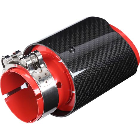 Embout d'échappement universel en fibre de carbone brillante, rouge, sortie droite 3,5 pouces, entrée 2,5 pouces, tuyau simple. (1/5)