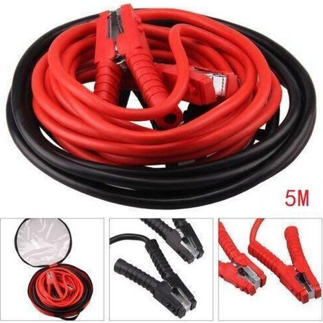 Câble de démarrage pour voiture 2x5m – 3000 A – Pinces crocodile – Compatible 12V/24V (voiture, camion, fourgon diesel)