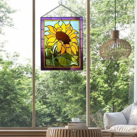 Panneau Vitre Décoratif - Verre Acrylique Coloré - Pour Fenêtre Cuisine Salon Chambre - 20 x 15 cm - 1 Pièce (1/2)