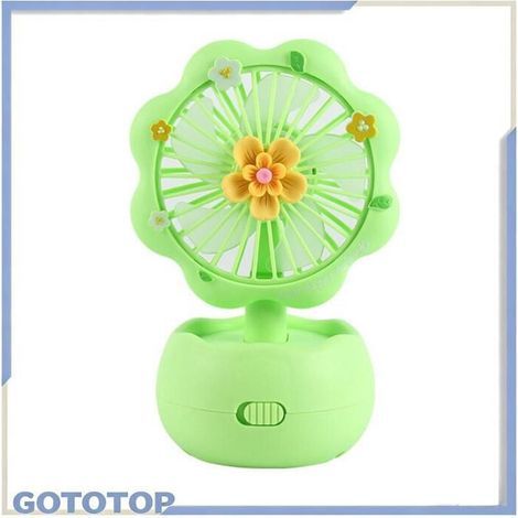 Mini-Tragventilator, USB-aufladbar, Blumenmuster, kompakt und leise, perfekt für Kinder und Reisen.