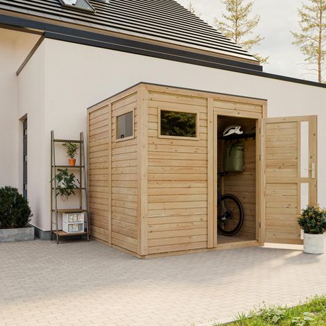 Abri de Jardin en Bois 4,20 m², Cabane de Jardin Exterieur 17 mm épaisseur de Paroi, Cabanon Jardin Exterieur à Outils et Velo avec sol imprégné, TIMBELA M325F1+M325G
