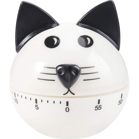 Minuteur Mécanique de Cuisine en Forme de Chat Dessin Animé, Horloge de Comptoir pour Pâtisserie, Réglage de 60 Minutes, Aiguille Sonore, Décoration Amusante pour Cuisine (1/5)