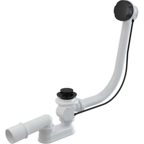 Alca Juegos de desagüe - Juego de desagüe y rebosadero de bañera con llenado, longitud 800 mm, negro mate A55BLACK-80 (1/2)