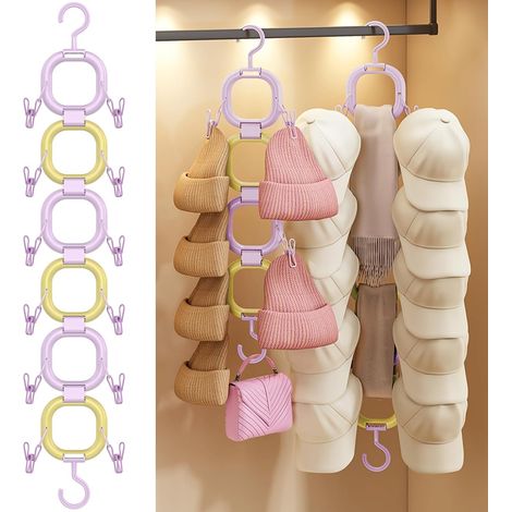 Organisateur pour animaux violet et jaune avec 6 boucles – Peut contenir 16 animaux, rangement mural et de placard pour petits espaces (1/5)