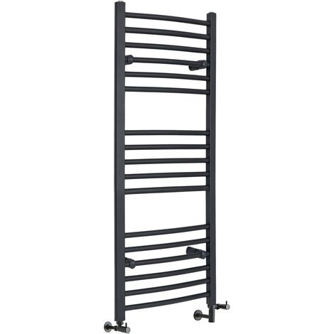 Hudson Reed Artle - Sèche-Serviettes Design Mixte Moderne Incurvé - Anthracite - 120 cm x 49.8 cm