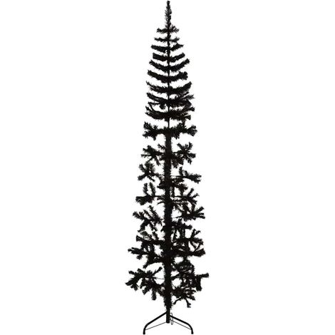 Künstlicher Halb-Weihnachtsbaum Ständer Schlank Schwarz 240 cm