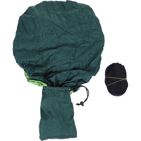 Lit suspendu d'extérieur extensible, hamac de camping et de voyage, balancelle de couchage (vert + vert foncé) (1/5)