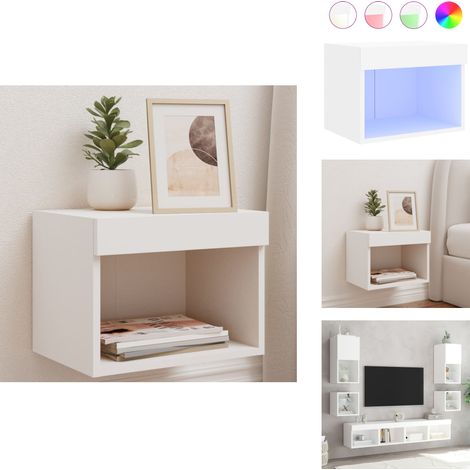 Table de chevet murale avec lumières LED blanc - Meuble Tv - Table De Chevet - Lampe De Chevet - Éclairage Led - Luminaire (1/5)