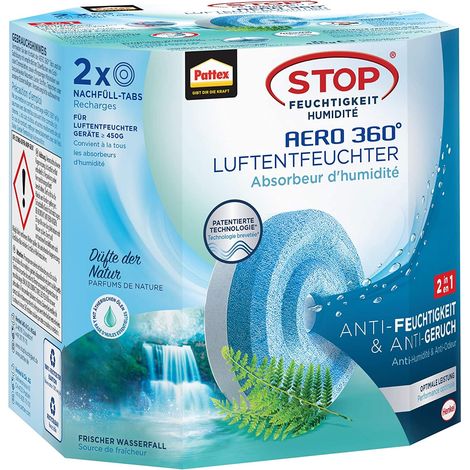 Aero 360° Cascade fraîche Tabs Recharge, réduisent l'humidité et Les Mauvaises odeurs, recharges pour Le déshumidificateur Aero 360°, Pack de 2 (2x450g) (1/5)