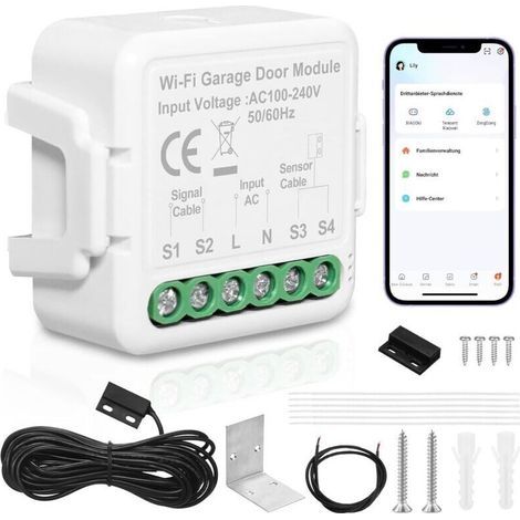 Ouvre portail connecté ouvre-porte de garage connecté WiFi, contrôle de l'application Tuya télécommande de porte intelligent compatible avec Alexa, Google Assistant commande vocale (1) (1/5)