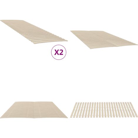 Sommiers à lattes avec 48 lattes 2 pcs 70x200 cm - Lit Plateforme - Sommier À Lattes - Bois De Peuplier - Lit Pliable - Cadre De Lit - Home & Living (1/5)