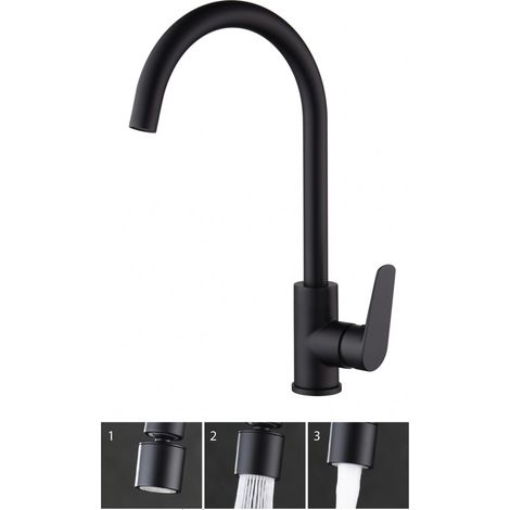 Robinetterie Cuisine mitigeur BOW à poser Noir (mat)ChroméNoir mat - Gioia Materia