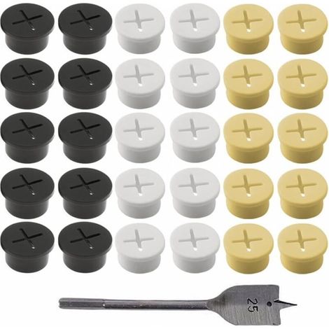 30 Pieces Flexible Silicone Cable Grommets Cable Hole Cover Office Cable Grommets with 1 Drill Rubber Wire Grommet Supplied Silicone Cable Grommet for Office 25mm 3 Colors (1/5)