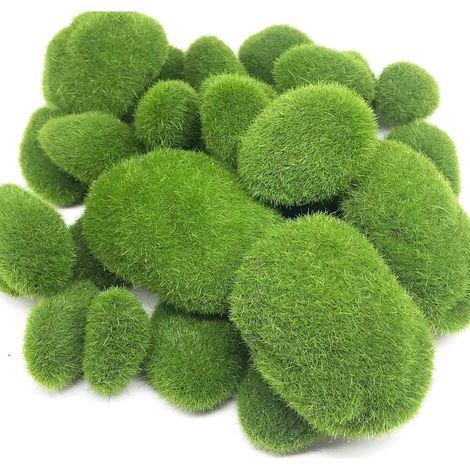 Mousse Artificielle Rocks Décoratifs, 30 PCS 3 Taille Boules de Mousse Verte pour Arrangements Floraux, Fée Jardins, Terrariums et Travaux Manuels