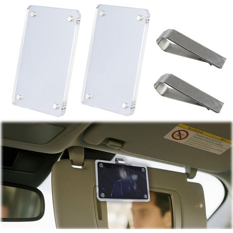 Lot de 2 cadres photo pour pare-soleil de voiture, Cadres photo magnétiques en acrylique 6 x 9 cm avec clips adhésifs, Support photo pour voiture (1/5)