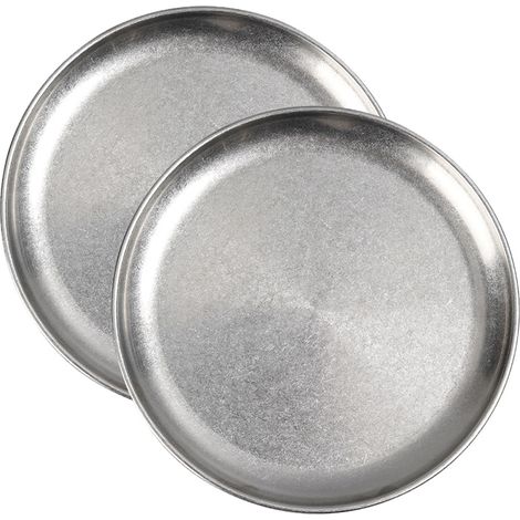 Plat En Acier Inoxydable - Set De 2 Plats Repas Métalliques - Pour Camping Rassemblement Et Utilisation Quotidienne - 2 Pièces