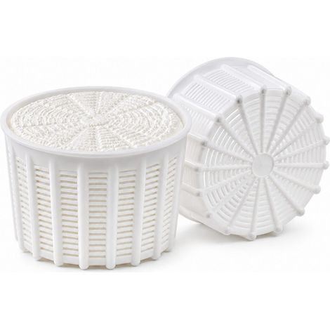 8 Fuscelle per Formaggio rotonde - mis.118x76mm e Capacità 700 gr - Contenitori Bianchi in polietilene ad alta densità per ricotta, cacioricotta (1/5)