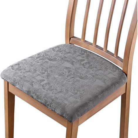 Stuhlhussen 6er Set Kunstleder Grau, elastisch, abnehmbar, Sitzbezug für Esszimmerstühle (1/5)