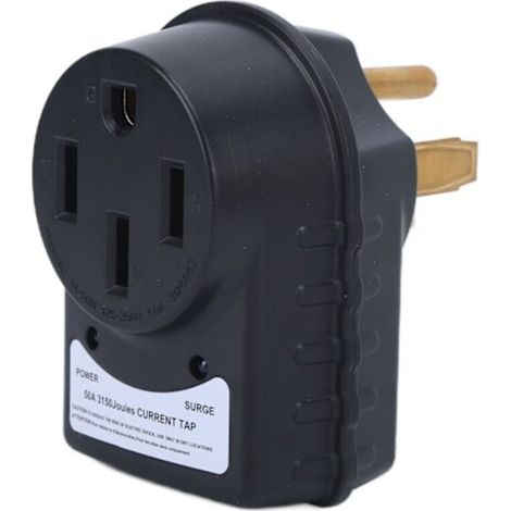 3150J Steckeradapter mit LED-Anzeige, 125/250V Überspannungsschutz für Wohnmobile, 50A Stecker auf 50A Buchse, geeignet für Wohnmobil-Camping.