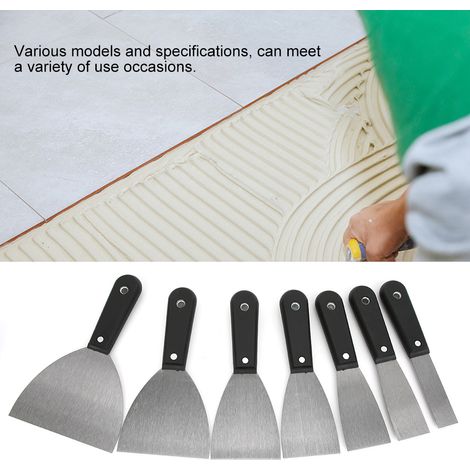 Lot de 7 spatules à mastic pliables lame acier manche plastique 1-5 pouces grattoir spatule murale plâtrage construction (1/5)