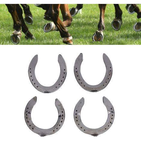 Un ensemble de quatre fers à cheval légers en alliage d'aluminium, fournitures équestres, fers à cheval, taille 4. (1/5)
