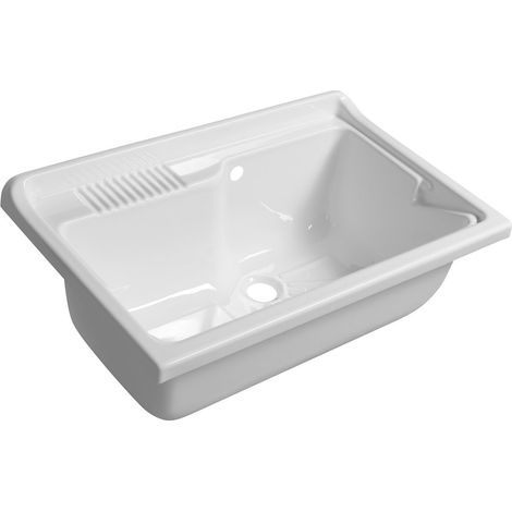 Évier utilitaire suspendu 80x50cm, plastique, blanc (1/3)