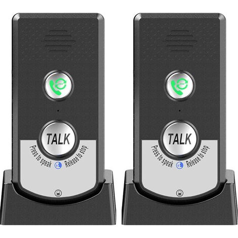 – Lot de 2 interphones sans fil – Communication bidirectionnelle – Portée jusqu'à 1000m – Autonomie 1 semaine – Réglage du son 3 niveaux (1/5)