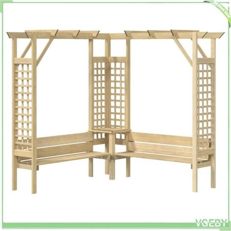 Pergola d'angle avec banc - FAFEICY - 44950 - Bois de pin imprégné - Vert - 190 x 190 x 200 cm (1/5)