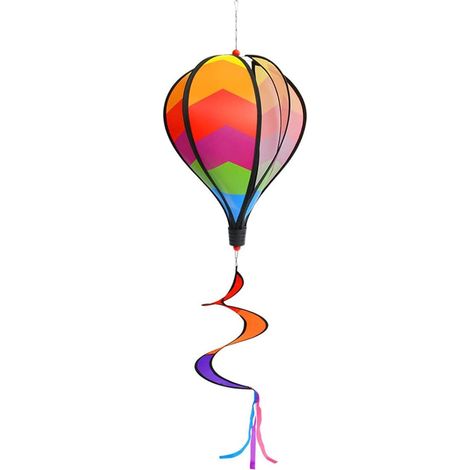 1 Spinner à vent montgolfière, décoration jardin rotatif, tissu PVC imperméable, pour terrasse balcon fête