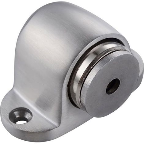 Butée de Porte Magnétique Montée au Sol en Métal Brossé Argent (1/5)