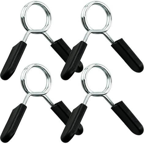 Juego de 4 clips de resorte para barras de pesas - Para barras de pesas, gimnasio, fitness, equipos de levantamiento de pesas (25 mm) (1/5)