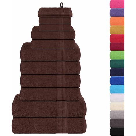 Set Asciugamani 12 pz Marroni 360 gsm 100% Cotone vidaXL (1/5)