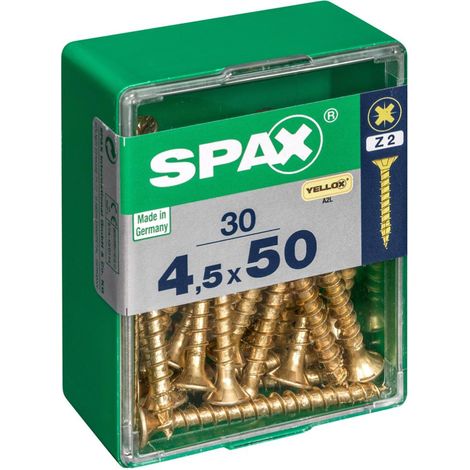 CAJA 30 unid. TORNILLO MADERA CABEZA PLANA YELLOX 4,5x50mm SPAX (1/4)