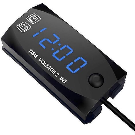 Horloge numérique 2 en 1 (6-30 V CC) avec voltmètre, testeur étanche IP67 et indicateur de batterie pour voitures, bateaux, véhicules marins (BMW, Tesla, etc.). (1/4)
